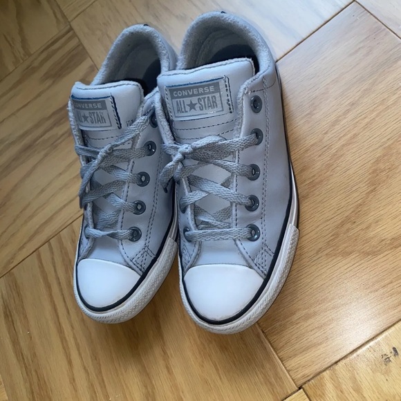 Converse All Star Chuck Taylor Kid Junior Gray Leather Sneakers Size 3 666021C - Picture 5 of 10